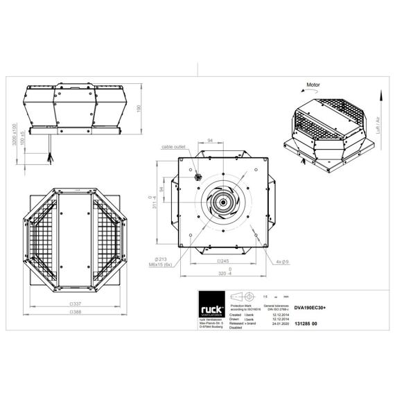 Střešní ventilátor DVA EC 190/610, DVA 190 EC 30